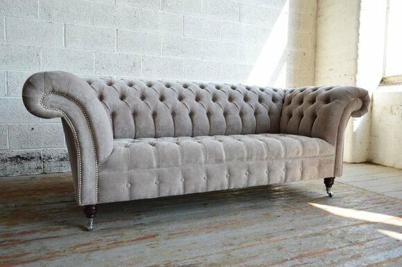 Chesterfield 3 Sitzer XXL Polster Sitz Couch Velvet Sofa Garnitur Big Couchen