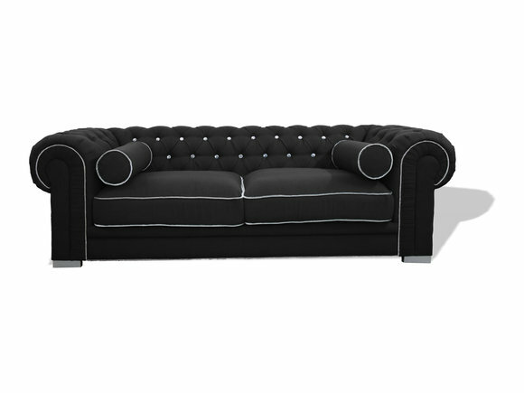 Chesterfield Sofa Designer Couchen Sofas Garnitur 3 SITZER Polster Schwarz