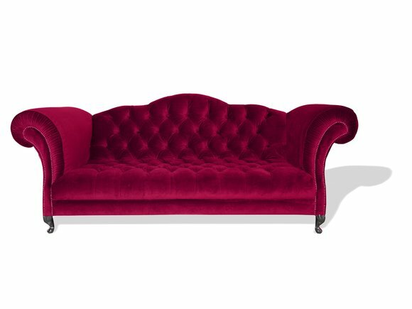 Chesterfield Sofa 3 SITZER Couchen Rosa Sofas Garnitur Polster Designer