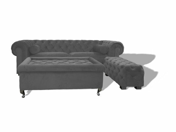 Chesterfield Sofa Polster Designer Couchen Sofas Garnitur Hellgrau SLIII