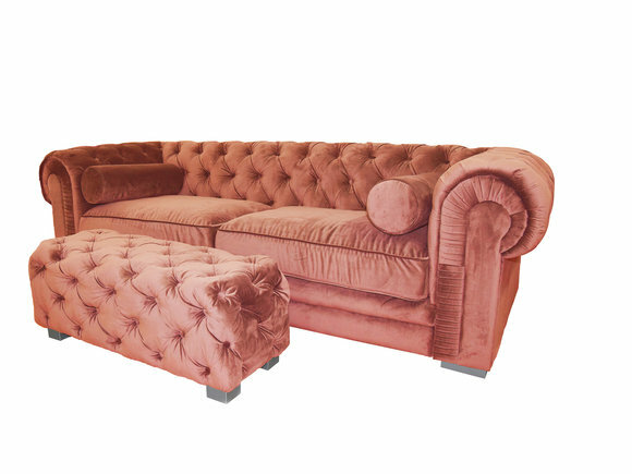 Chesterfield Sofa Polster Designer Couchen Hellrosa Garnitur Couch SLIII