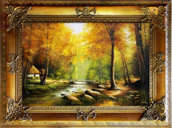 Landschaft Klassisches Gemälde Ölbild Bild Bilder Echt Holz gold