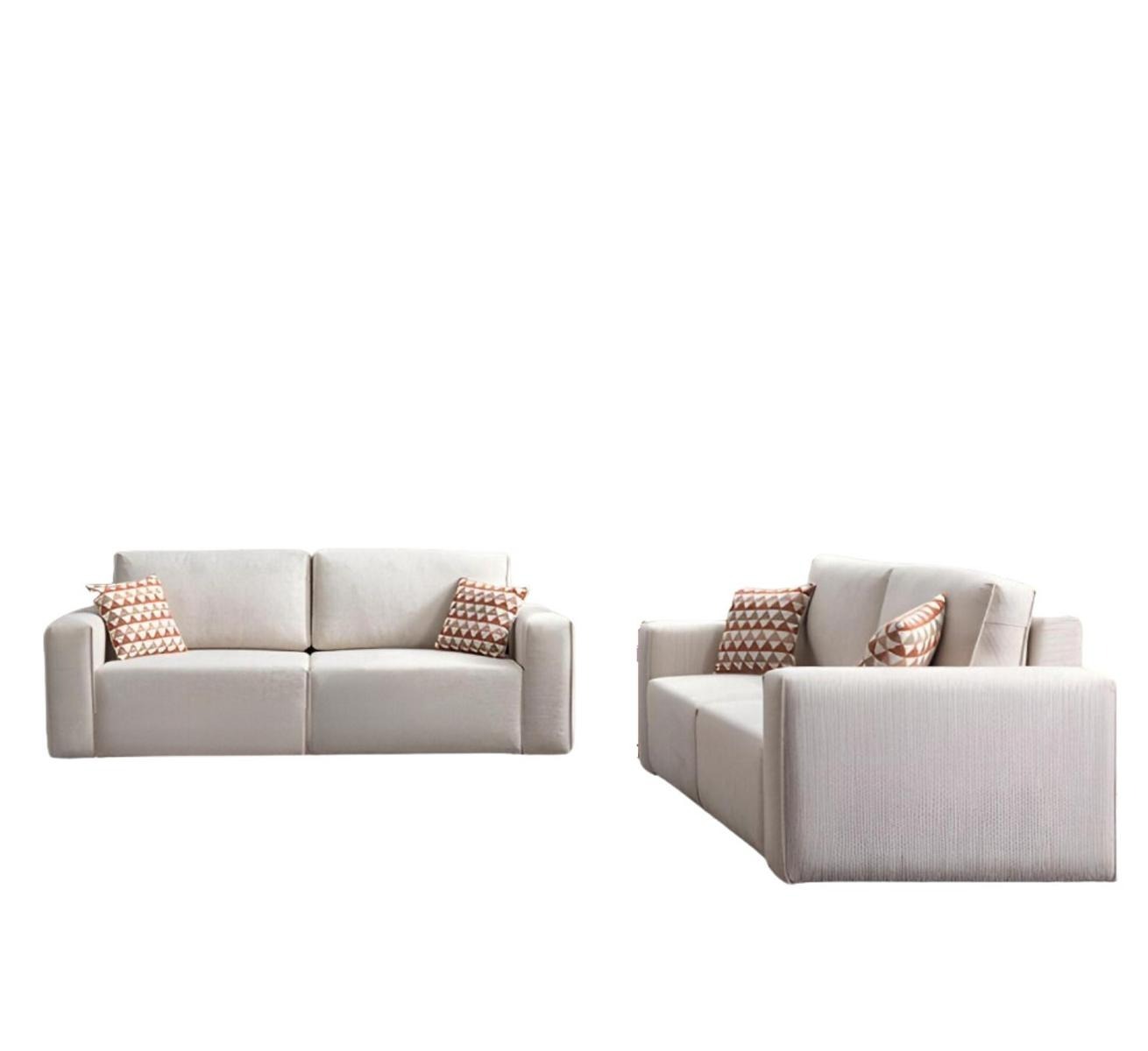 Wohnzimmer Weiße Polster Sofas Luxuriöse Polstercouchen Stoffsofas 2tlg