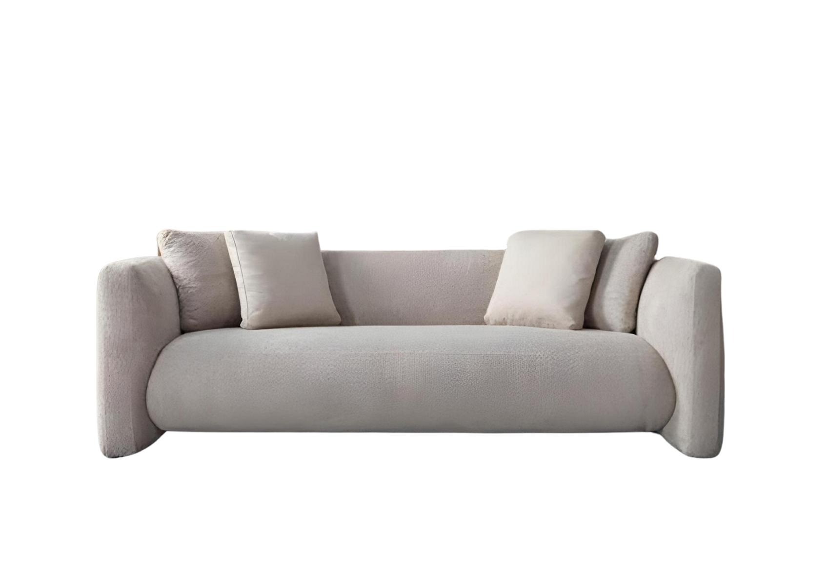 Designer Beiger Dreisitzer Wohnzimmer Stoffsofa Luxuriöse Polstercouch