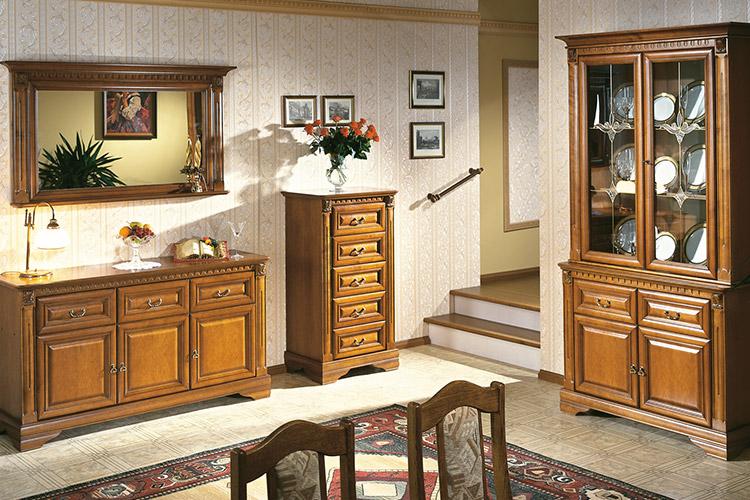 Wohnzimmer Set 4 Teilig Kommode Virtrine Sideboard Kolonial Stil Wohnwand