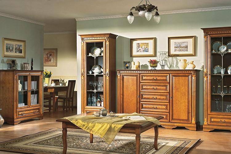 Wohnzimmer Kolonial Stil Set 4 Teilig Kommode Glasvirtrine Sideboard Wohnwand