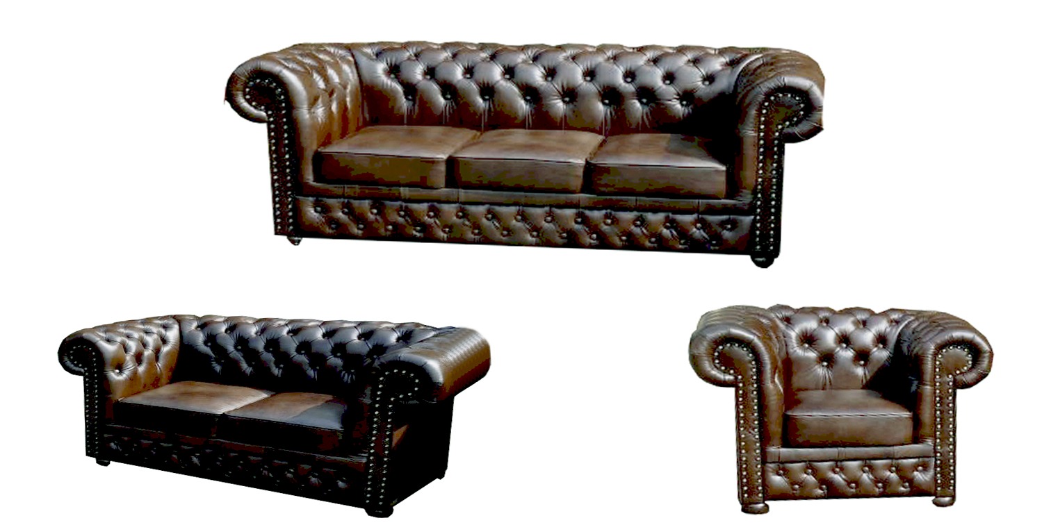 CHESTERFIELD 3+2+1 LEDERSOFA SOFAGARNITUR POLSTER COUCH KLASSISCH