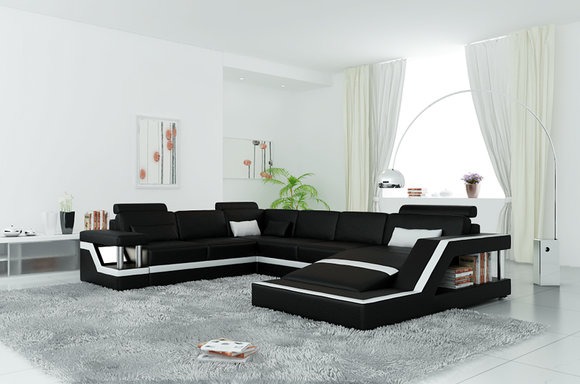 Design Wohnlandschaft Ledersofa HAMBURG XXL