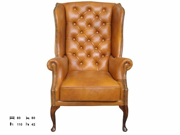 Ohrensessel Chesterfield Ledersessel Sessel Leder Couch Sofa Vollleder