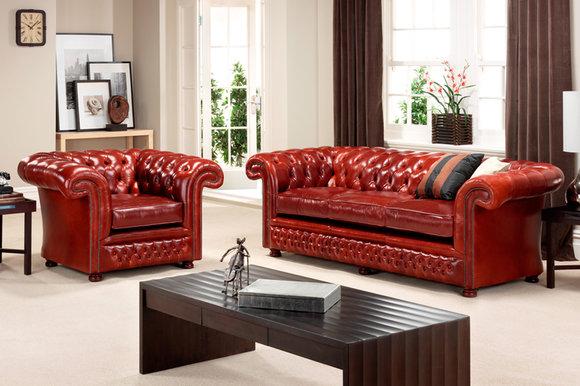 Chesterfield Ledersofa Textil Leder Garnitur Polster Couch 3+2+1