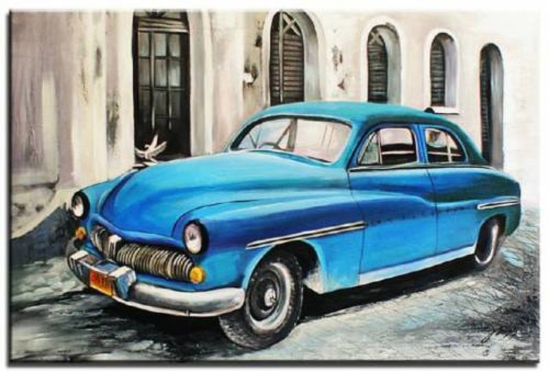 Oldtimer Auto Ölbild Bild Bilder Gemälde Ölbilder Dekorative Keilrahmen 60X90CM
