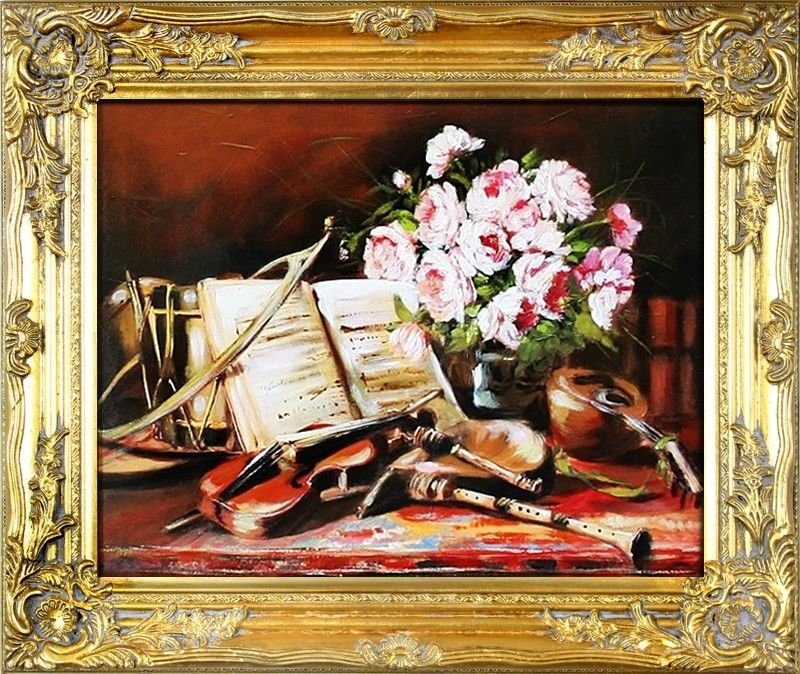 Gemälde "Musikinstrumente" Handarbeit Ölbild Bild Ölbilder Rahmen
