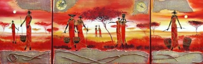 Afrika Handarbeit Keilrahmen Ölbilder Gemälde Leinwand Ölbild Bild