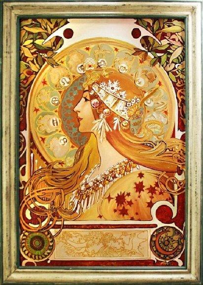 ALFONS MUCHA - ÖLBILD DEKORATIVE BILD ÖLGEMÄLDE GEMÄLDE MIT RAHMEN WAND