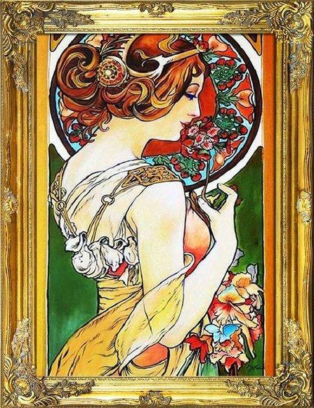 ALFONS MUCHA - ÖLBILD BILD ÖLGEMÄLDE DEKORATIVE WAND GEMÄLDE MIT RAHMEN