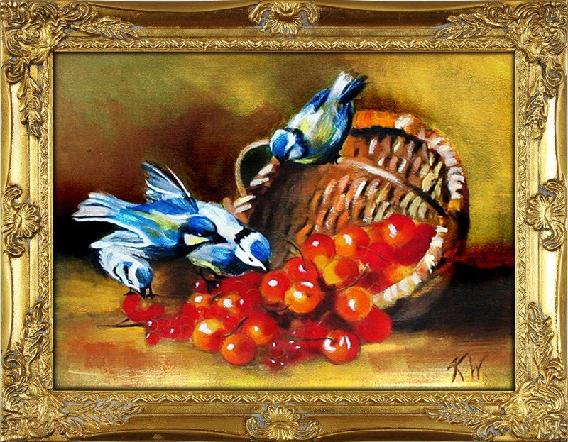 Gemälde "Obst " Handarbeit Ölbild Bild Ölbilder Rahmen Bilder G02796
