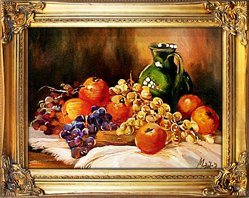 Gemälde "Obst " Handarbeit Ölbild Bild Ölbilder Rahmen Bilder G02627
