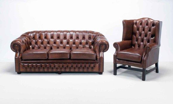 Sofagarnitur Chesterfield Sofa Set Ohrensessel Couch Polster Sitz