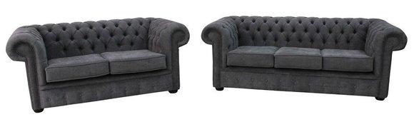 Chesterfield Couch Polster Sofas Sofa Couchen Leder Dekor Sofagarnitur 3+2