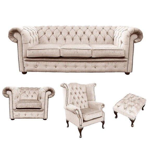 Sofagarnitur Chesterfield Polster Couch Garnitur Sofa Leder Sitz Ohrensessel