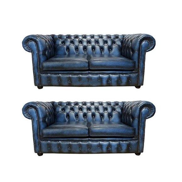 Chesterfield Couch Polster Sofas Klassischer Leder Schaffhau 2+2 Sitzer