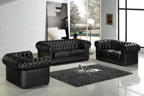 Chesterfield Couch Polster Sofas Klassischer Leder Schaffhau 3+2+1