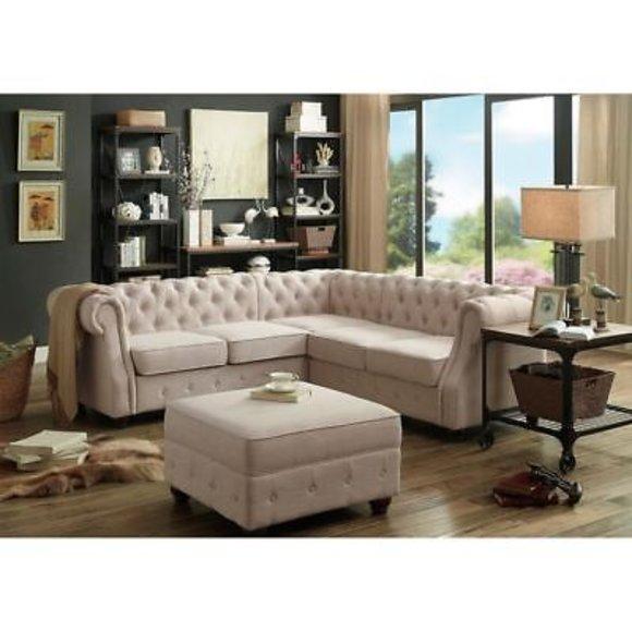 Chesterfield Couch Polster Sofas Klassischer Textil Schaffhau Dekor Ecksofa