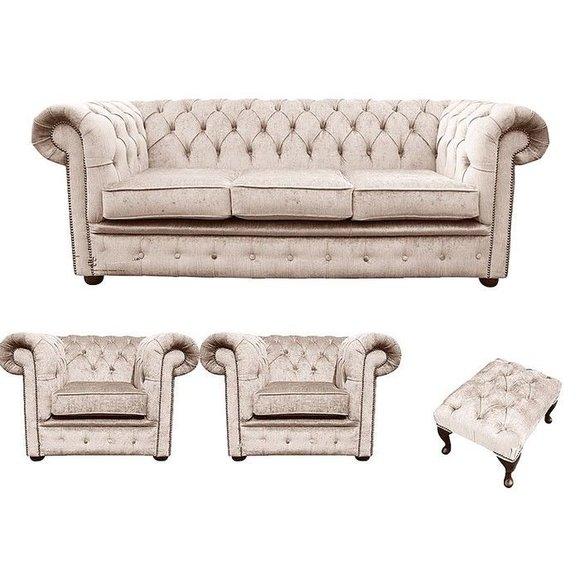 Chesterfield Sofagarnitur Sofa Couch Polster Set Garnitur Sitz 3+1+1