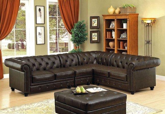 Chesterfield Dekor Ecksofa Sofa Couch Ledersofa Polster Eck Couch Garnitur