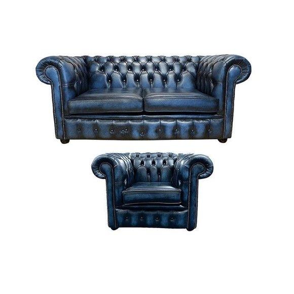 Chesterfield Sofa Couch Polster Leder Dekor Textil Sofagarnitur 2+1 Polster