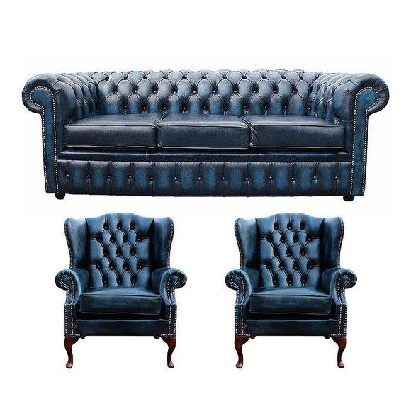 Design Chesterfield Möbel Couch Sofa Ohrensessel Polster Sitz Leder