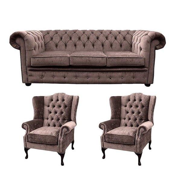 Sofagarnitur Chesterfield Design Set Dekor Polster Couch Garnituren Leder