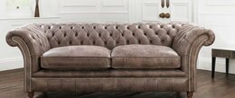 Chesterfield Sofa Couch Polster Garnitur 3 Sitzer Sitz Leder Textil