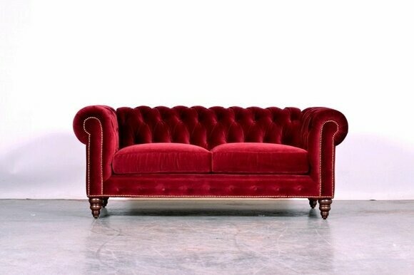 Chesterfield Sofa 3 SITZER Polster Designer Couchen Sofas Rot Velvet Garnitur