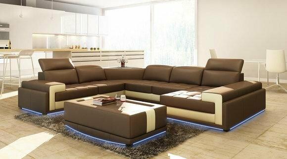 Ledersofa Couch Wohnlandschaft Ecksofa Modern Eck Garnitur Design Dekor