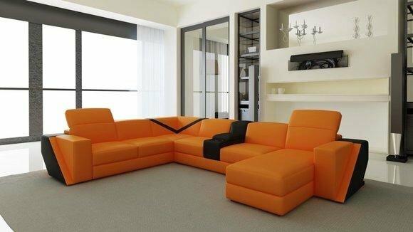 Ledersofa Sofa Couch Polster Wohnlandschaft Designer Ledersofa U Form