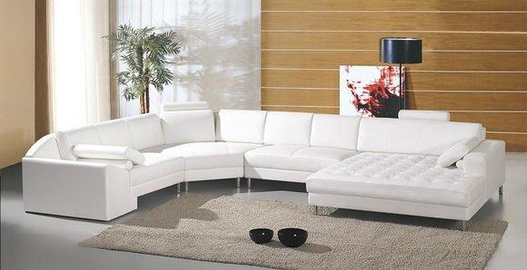 Moderne Wohnlandschaft mit Chesterfield Knöpfen Ledersofa Sofa Couch Polster 2236