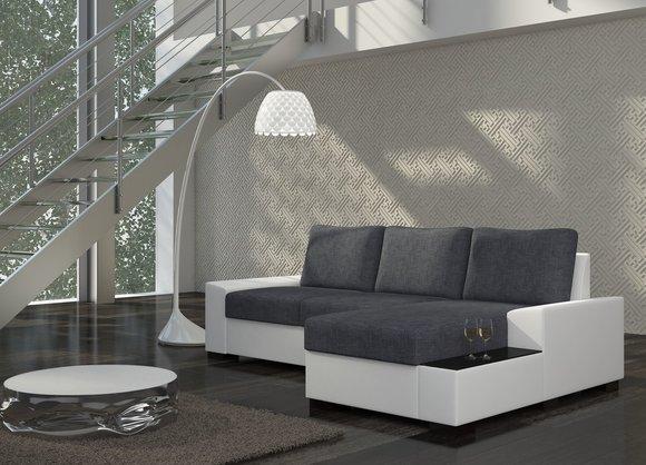 Design Ecksofa Schlafsofa Bettfunktion Sofa Couch Leder Polster Textil Sofas