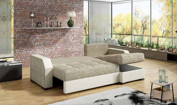 Schlafsofa Sofa Polster Wohnzimmer Ecksofa Funktions Couch Textl Sitz