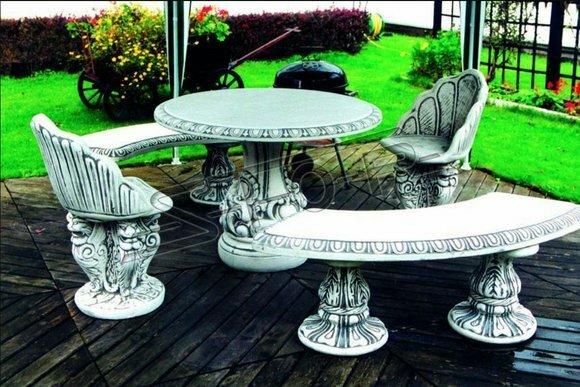 Antik Stil Stein Sessel Bank Stuhl Garten Terrase Edler Design Thron