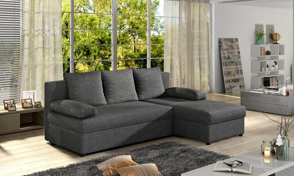 Moderne Schlafsofa Couch Polster Ecksofa Garnitur Bettfunktion Textil Leder