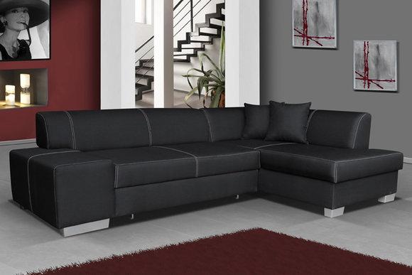 Design Ecksofa Schlafsofa Bettfunktion Couch Sofas Leder Textil Polster Neu