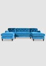 Ecksofa Textilpolstersofa Blau Integriertes Design Chesterfield-Sitze