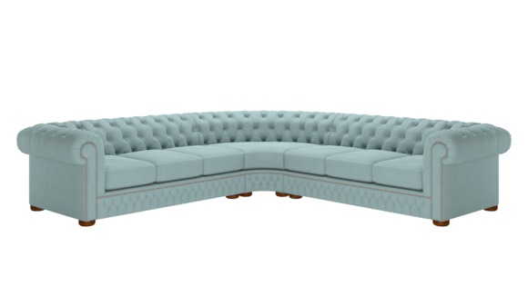 Ecksofa Ledersofa Blau Sofa Polster Eck Couch Garnitur Sitz Design