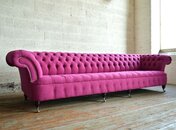 Chesterfield Samt Sofa 5 Sitzer Designer Couchen Couch Textil Pink