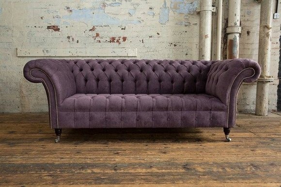 Chesterfield 3 Sitzer Couch Polster Sitz Textil Stoff Leder Couchen