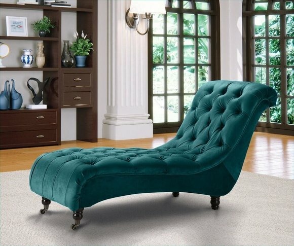 Chesterfield Samt Chaise Lounge Designer Sofa Club Liege Textil Stoff