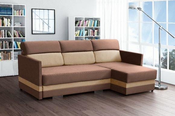 Ecksofa mit Schlaffunktion Bettfunktion Kasten Bett Sofa Wohnlandschaft