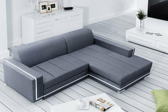 Ecksofa mit Schlaffunktion Bettfunktion Kasten Sofa Couch Wohnlandschaft Bett