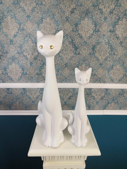 2x Katze XXL Design Katze Dekoration Figur Skulptur Deko Statue Figuren